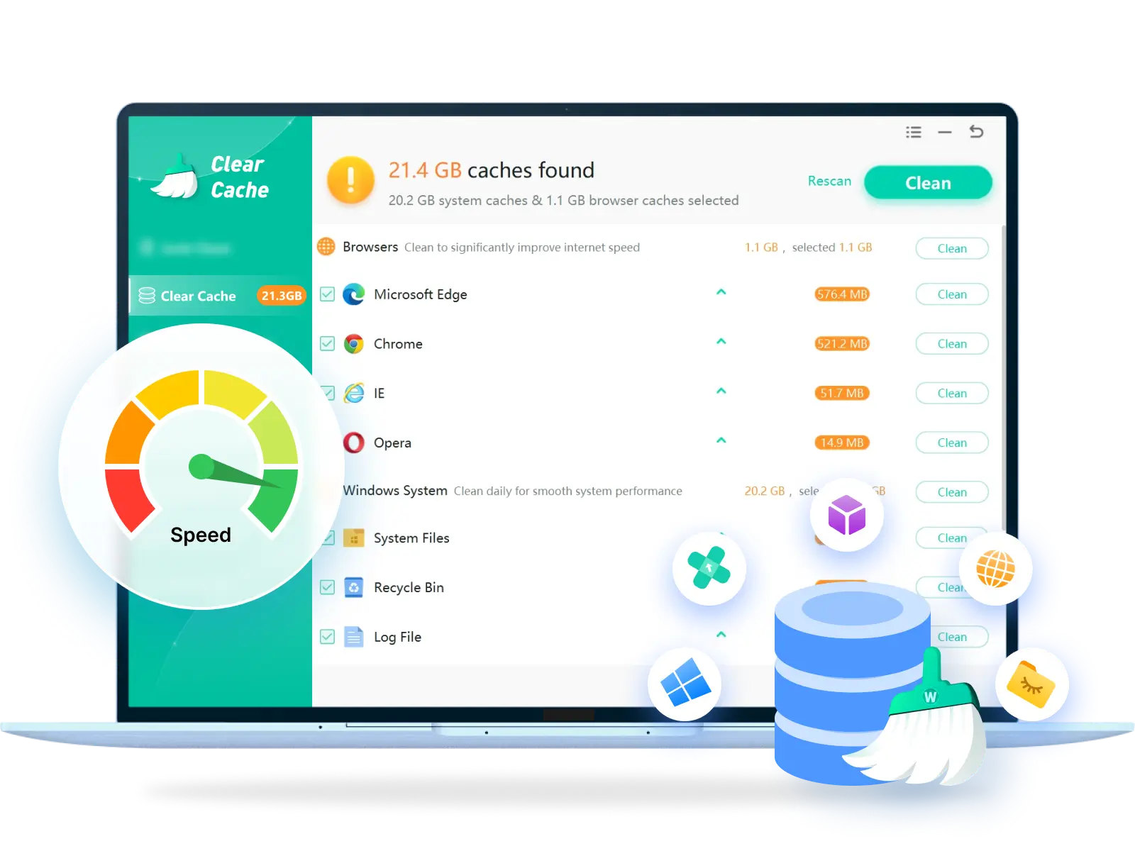 Clear Cache on PC | System & Browser Cache Cleaner | WMaster Cleanup