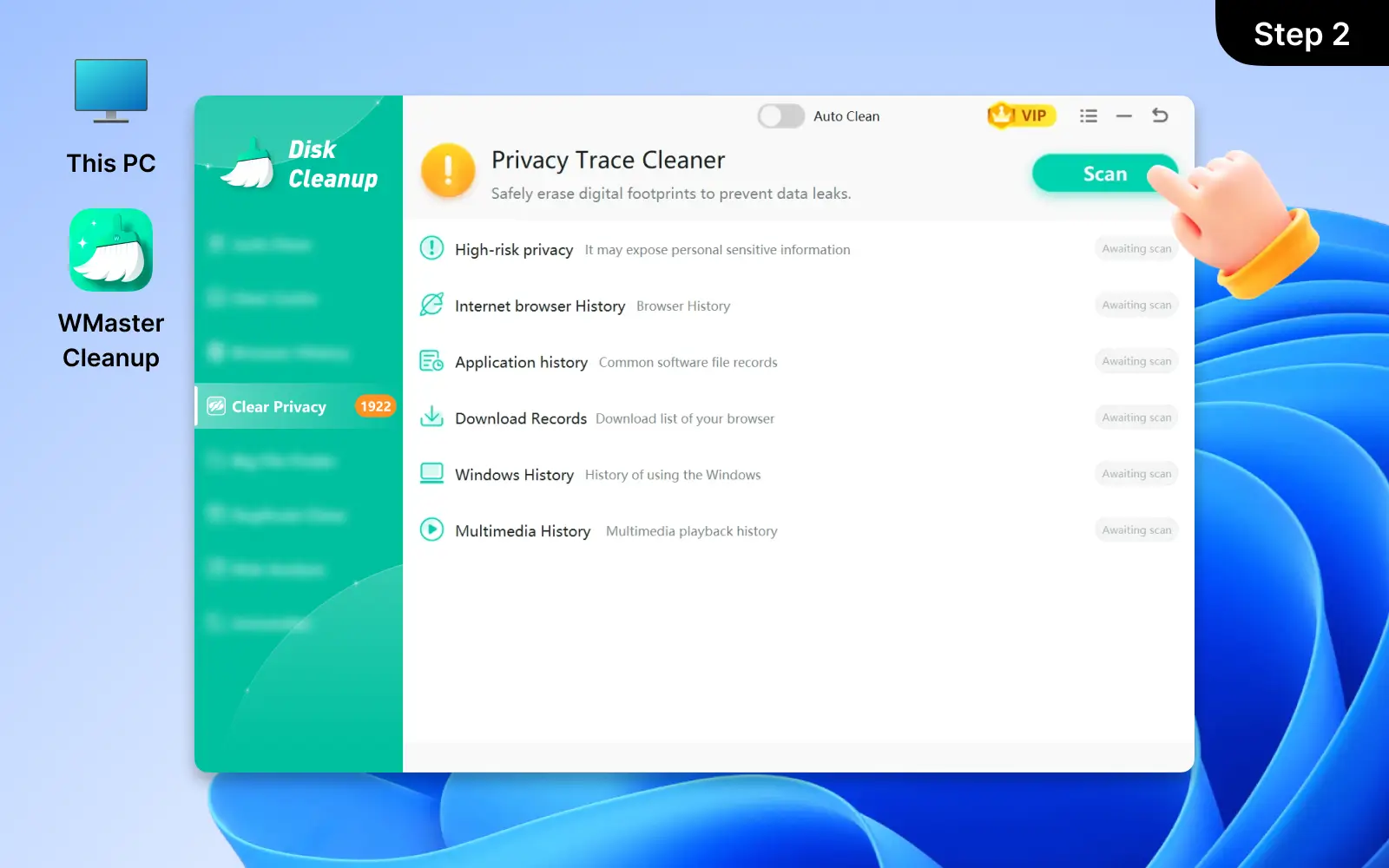 Click 'Scan' to Start the Search for Traces