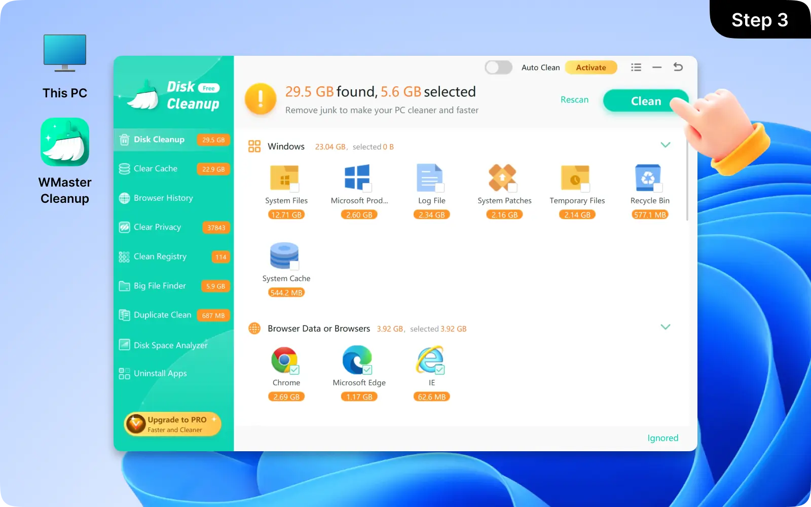 Click 'Clean' to Start the Disk Cleanup Process