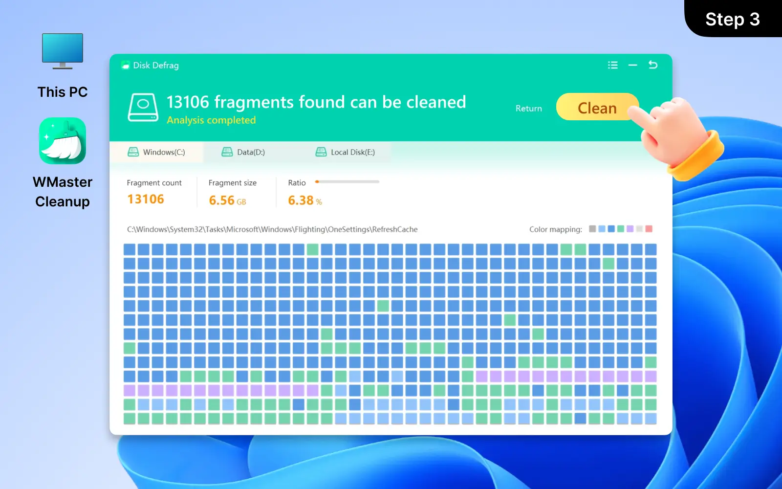 Click 'Clean' to Defrag Your Computer