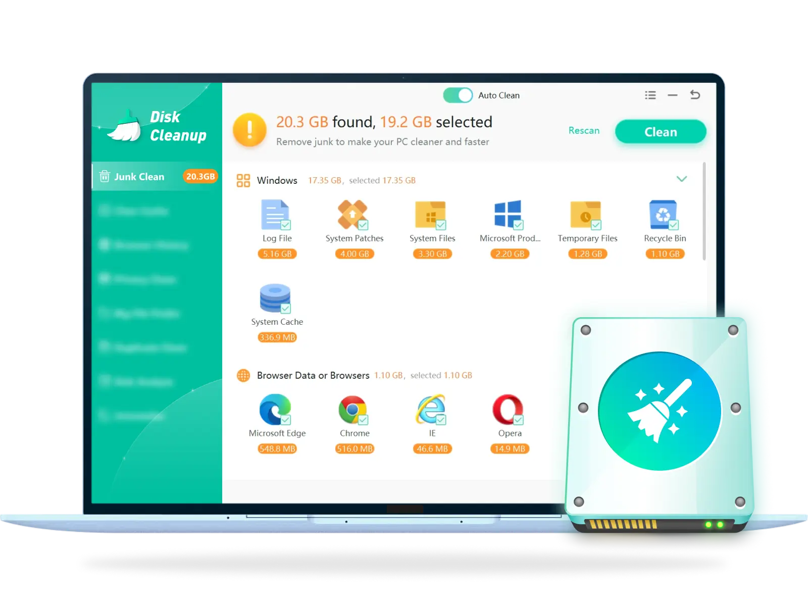Cleanup Feature Free Disk Cleanup to Clear Space—Safe & Fast | WMaster Cleanup