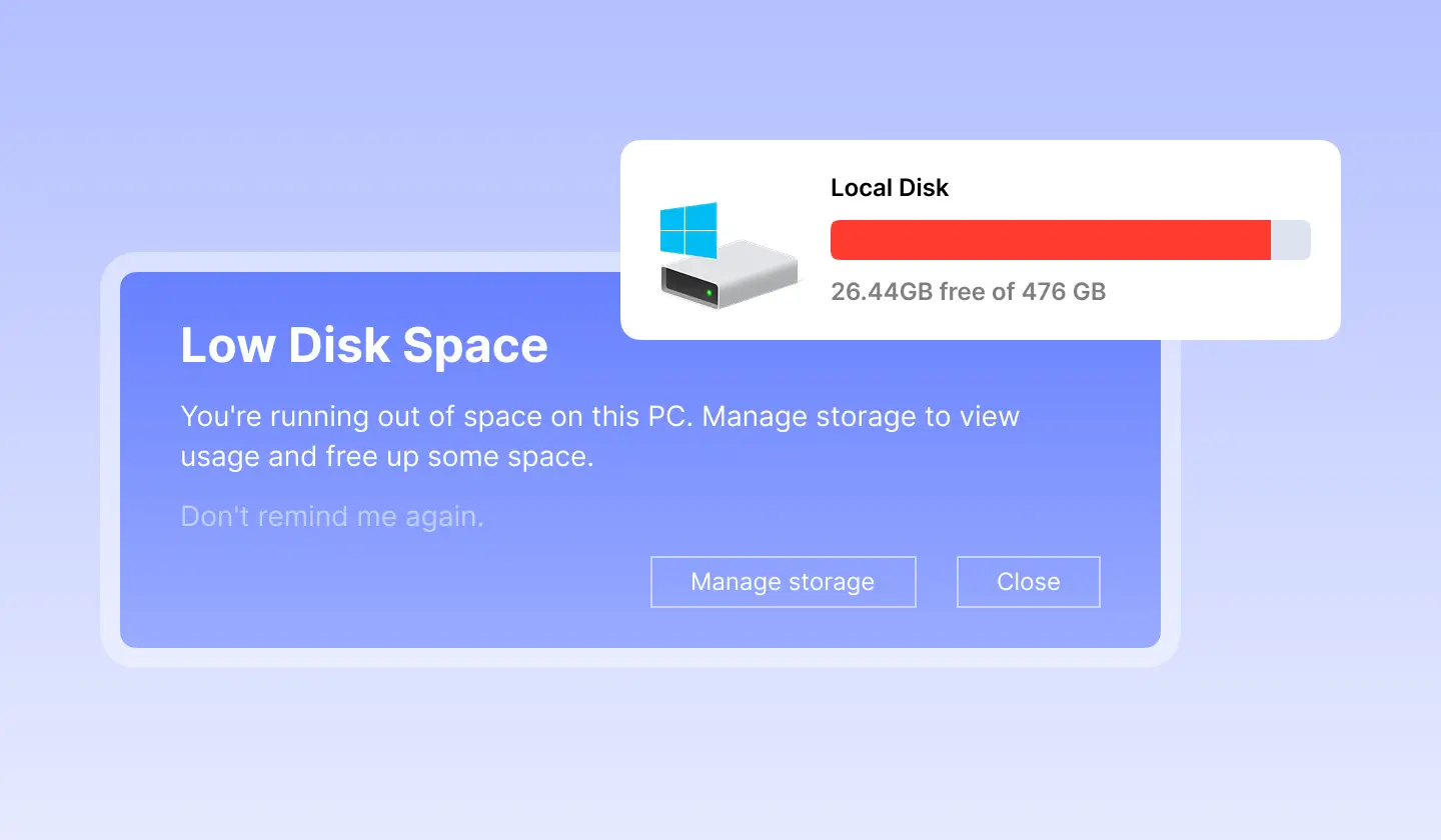 Retrieve Low Disk Space