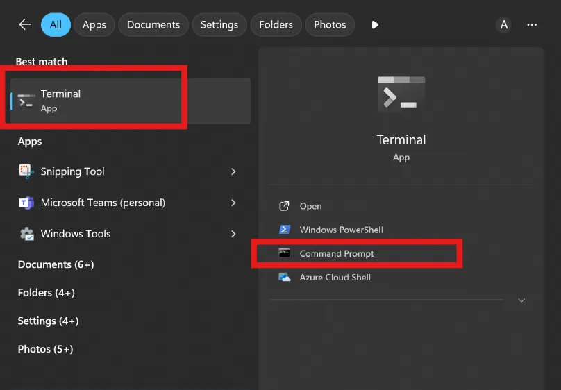 Open Command Prompt from the start Menu.