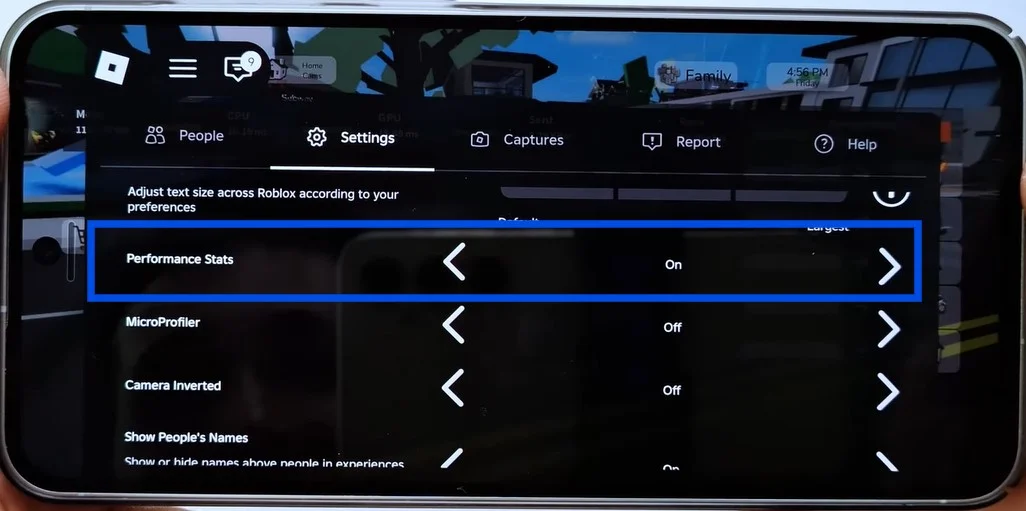 Check performance metrics on mobile.