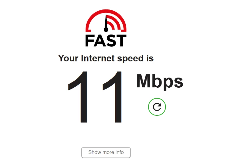 Internet speed showing poor quality and probability of high ping.