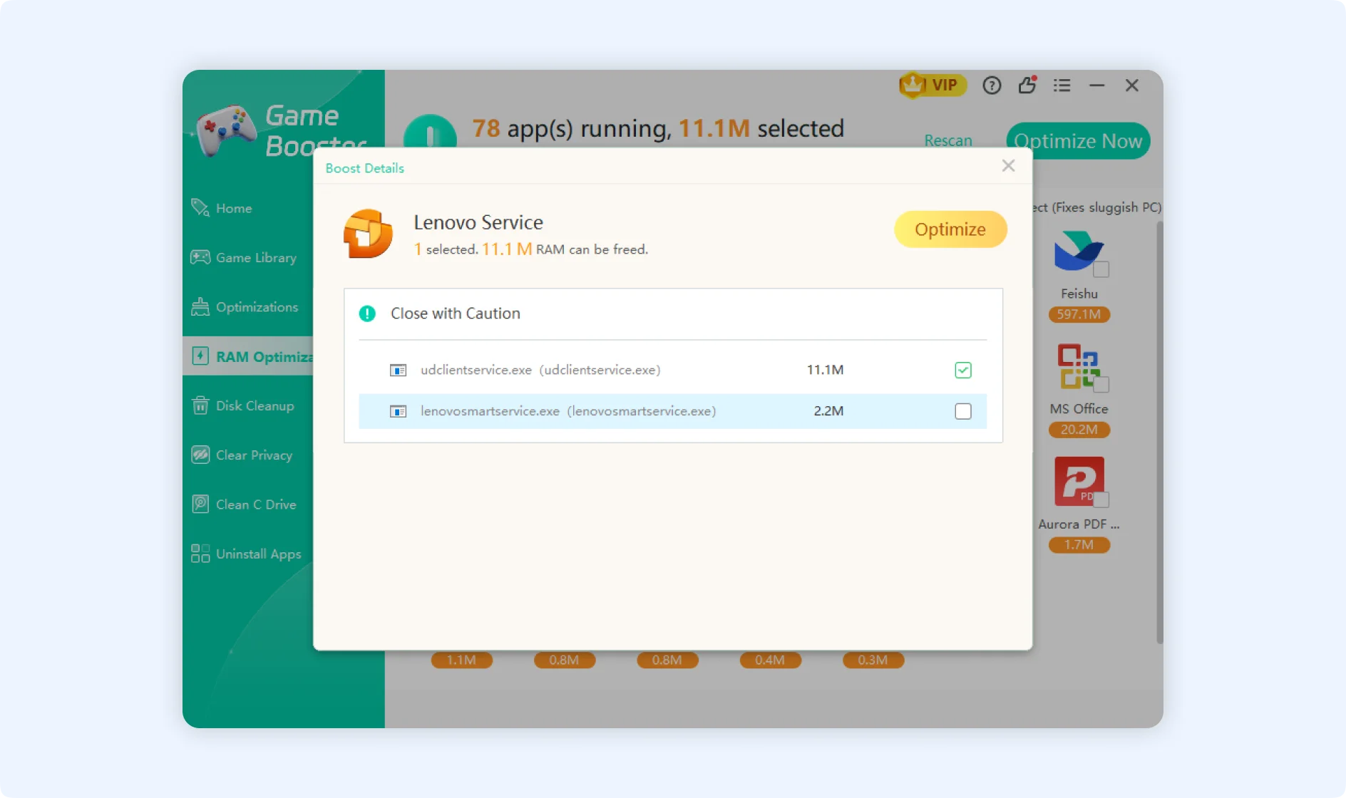 Check single background application details.