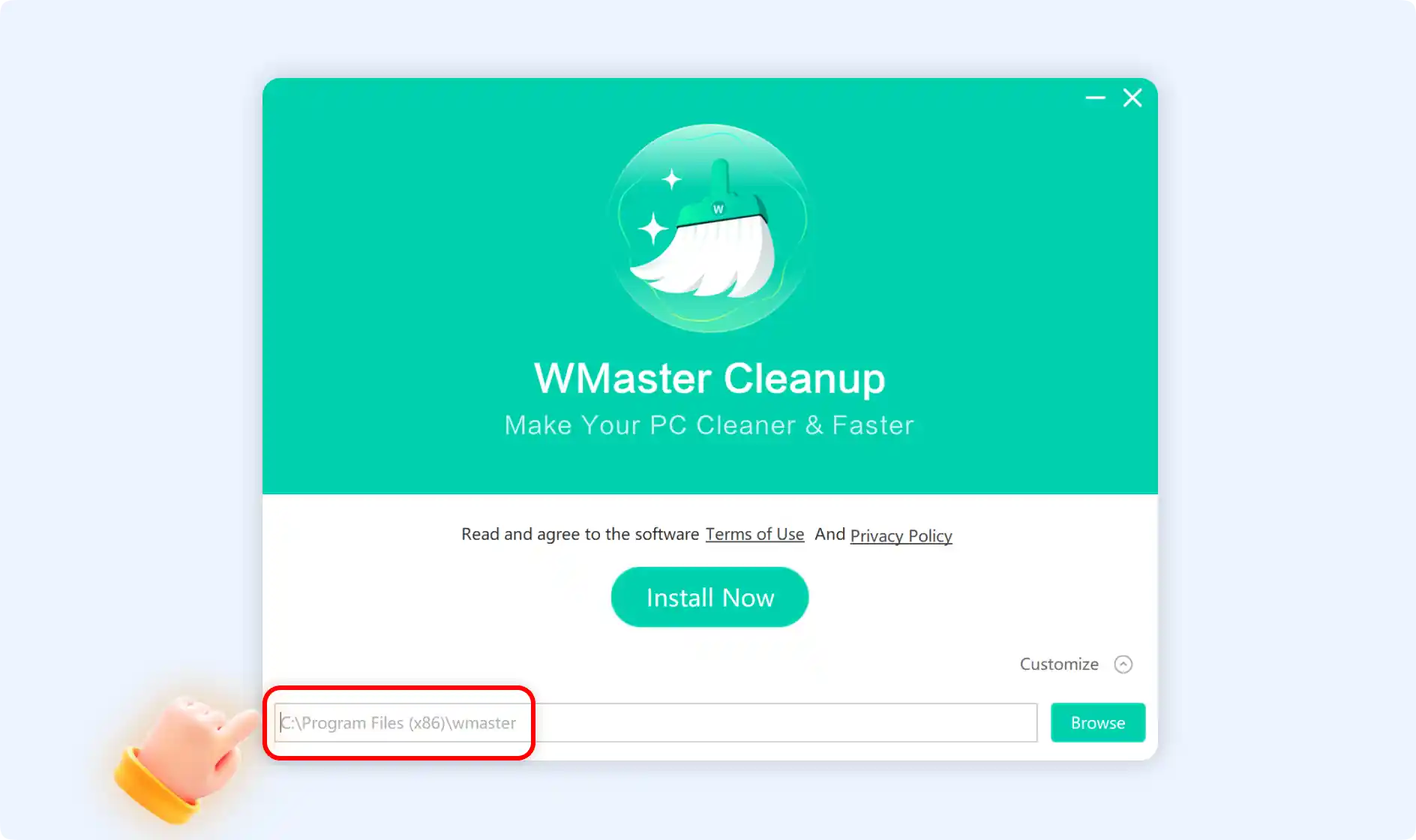 Check the default installation location of WMaster Cleanup.