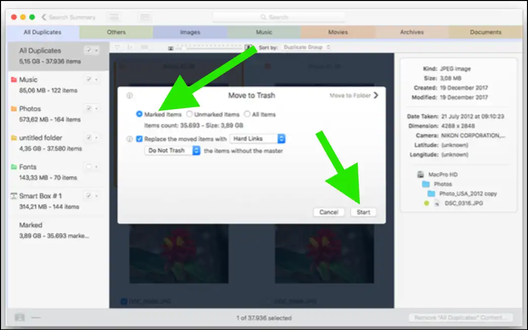 Confirm to initiate the deleting process to remove duplicates from Mac.