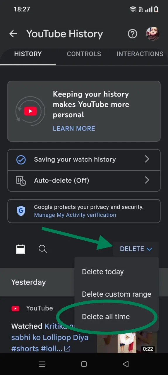 Hit delete all time