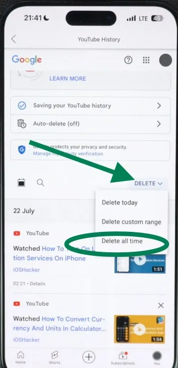 Clear All Watch History on iPhone/ipad