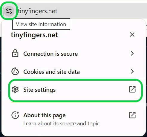 Go to the left side address bar to click Site settings.