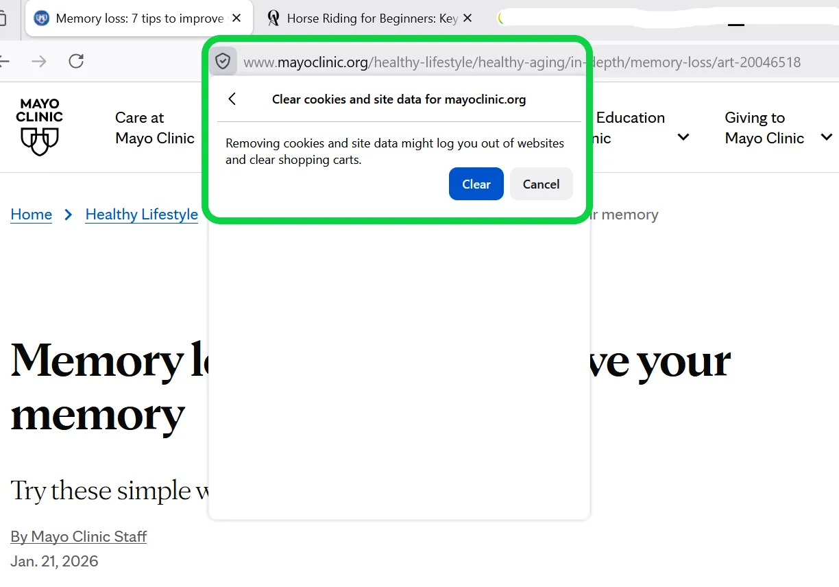 Confirm and click Clear.