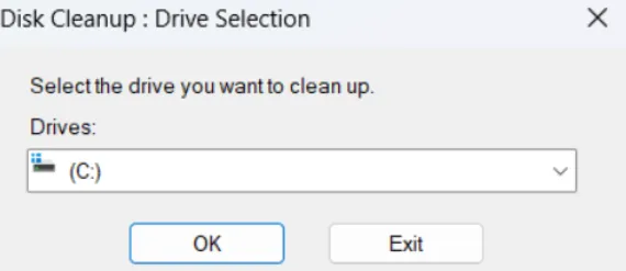 Choose your system drive and click OK.