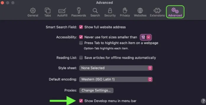 Click on the Advanced tab.