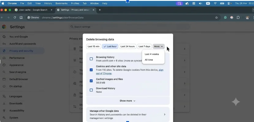 Clear Facebook cache on Chrome in Mac device.