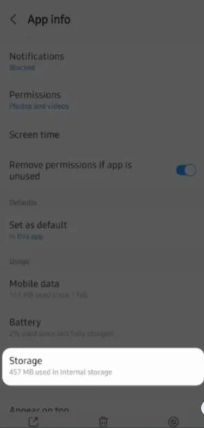 Click Storage button to see how much cache is compiled.