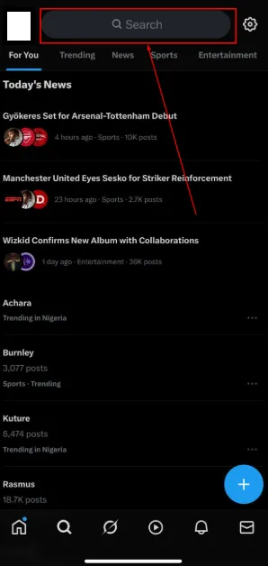 Click on the search bar to check all your recend searches.