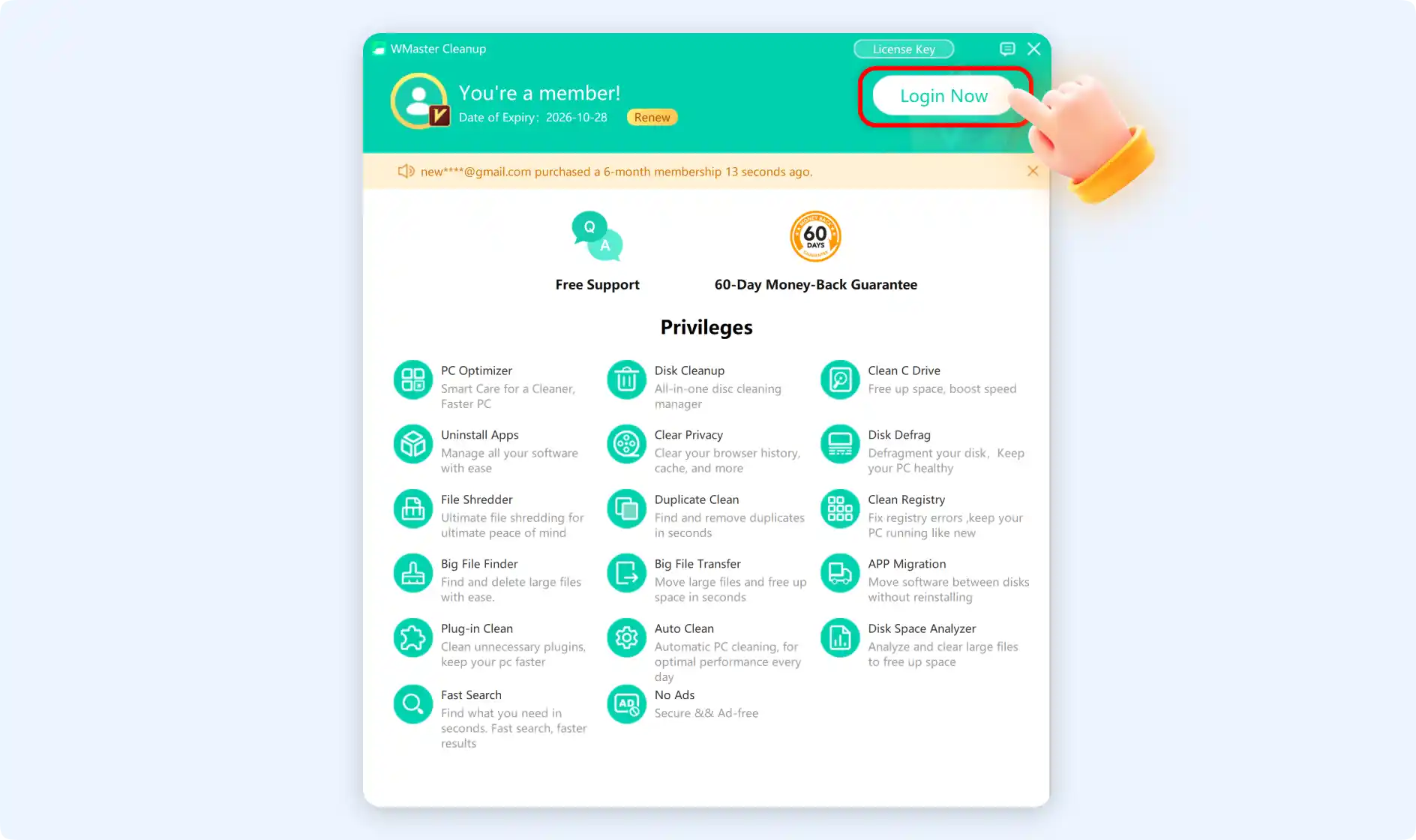 Click login on the right corner of the interface.