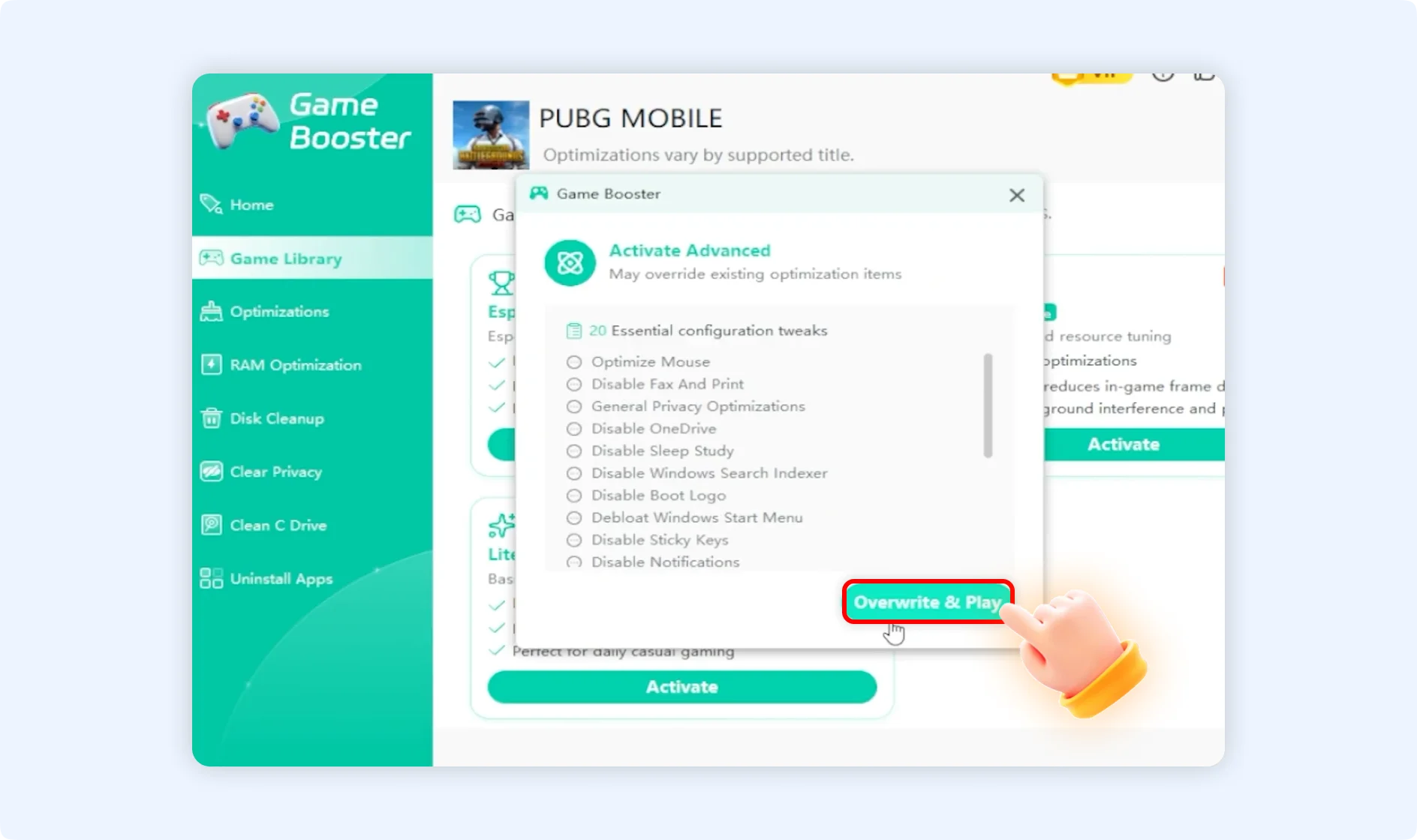 Click overwrite and play.