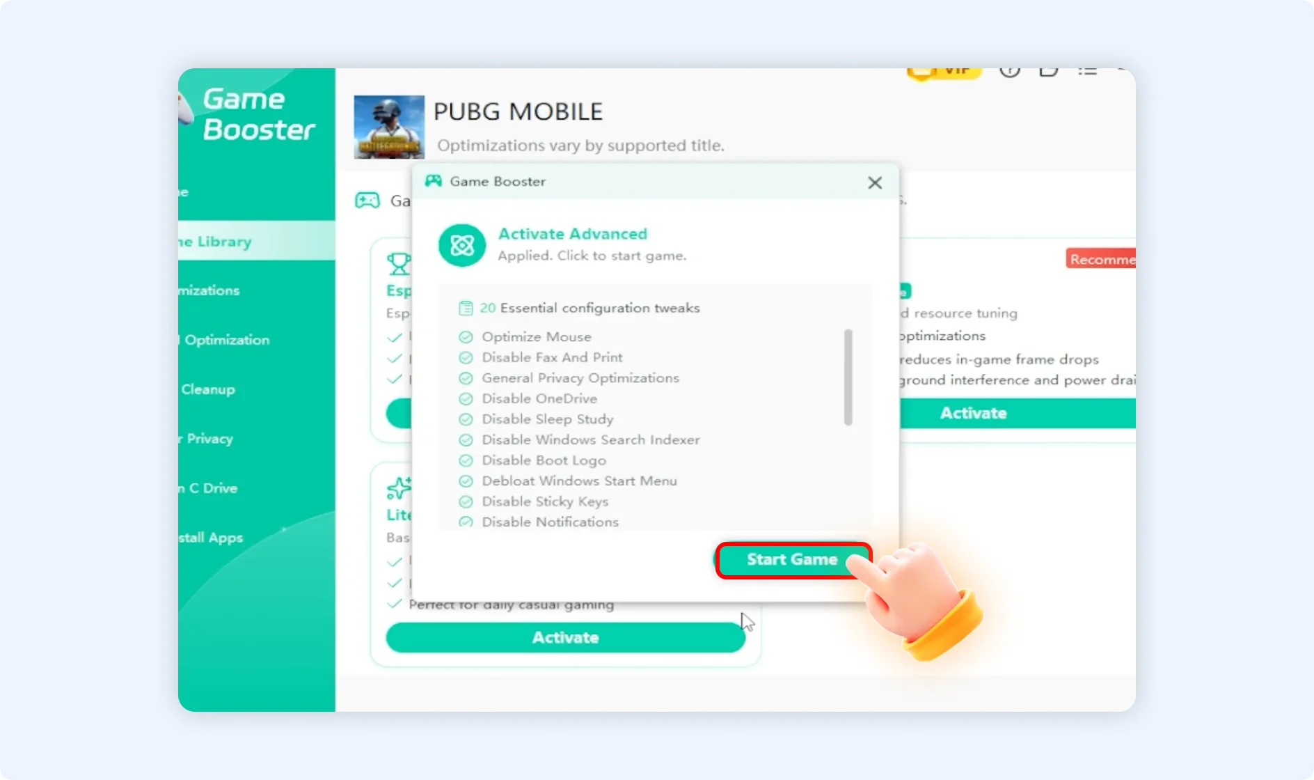 Click start game.
