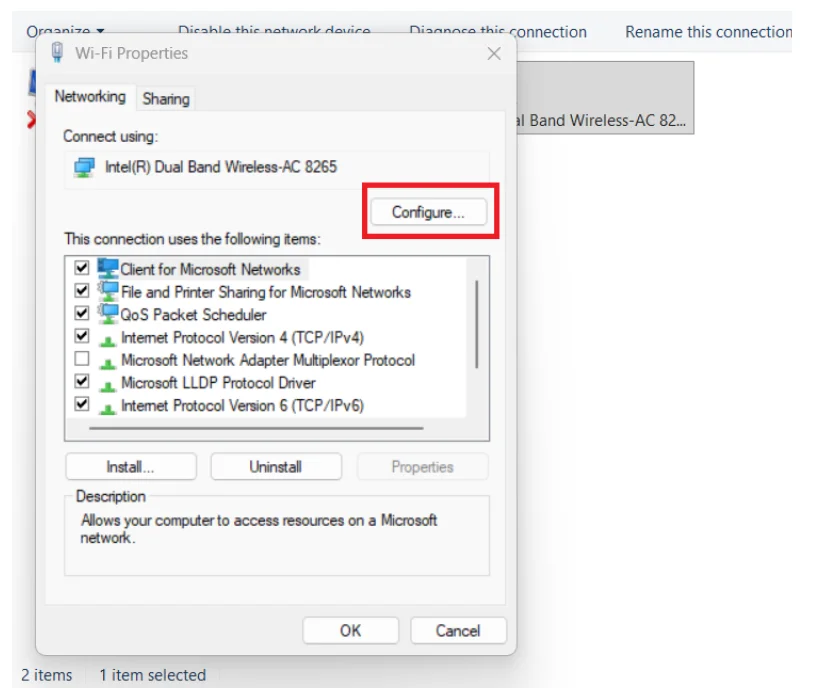 Select configure and get your hands on advanced options.