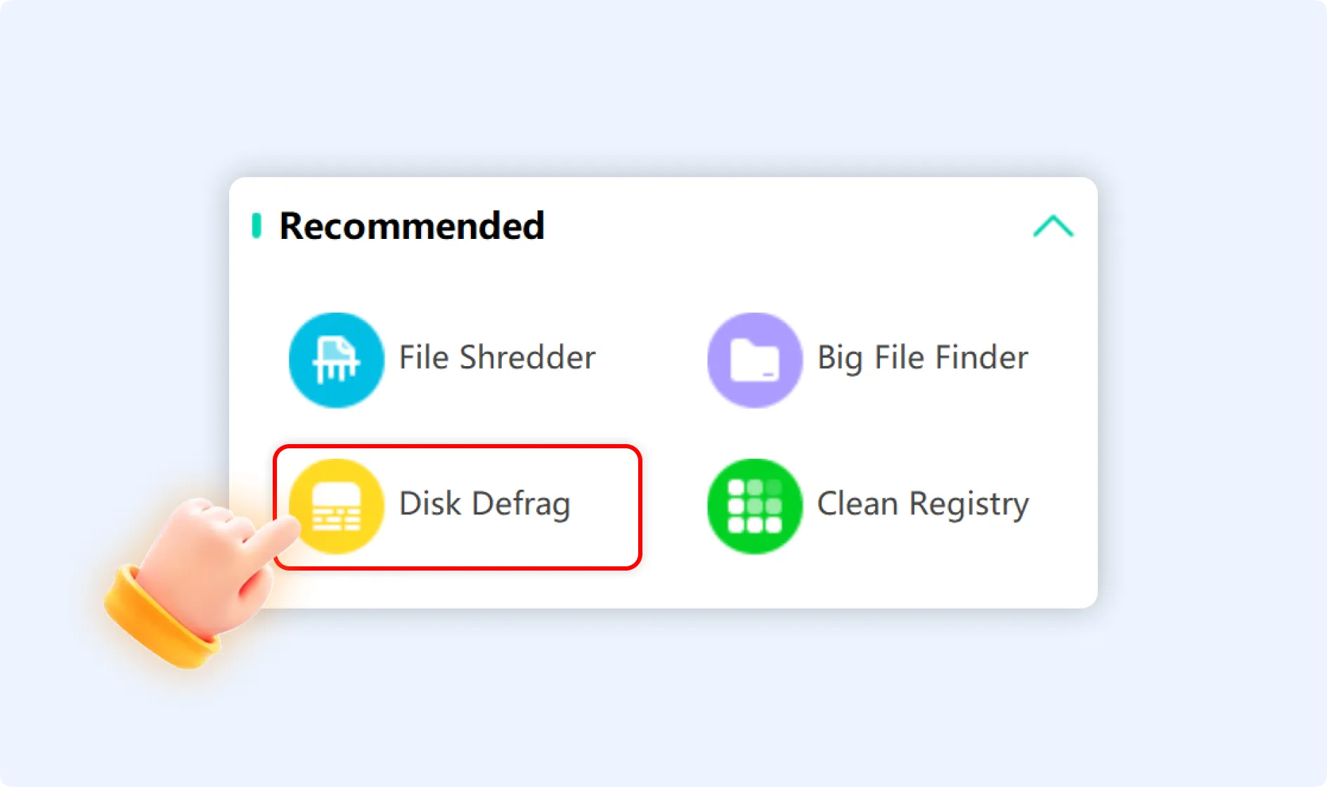 Tap on Disk Defrag to open its function interface.