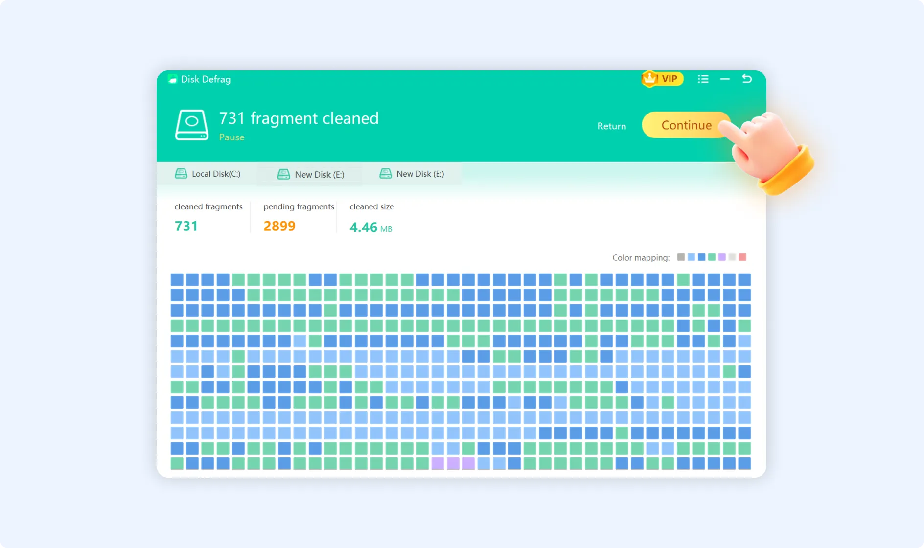 Press Continue to resume the scanning process.