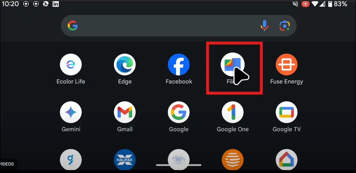 Open built-in app Files to delete duplicate files on Android device.