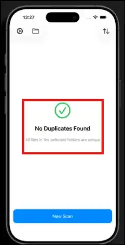 Duplicate files are erased from iOS using Zero Duplicates Mobile.
