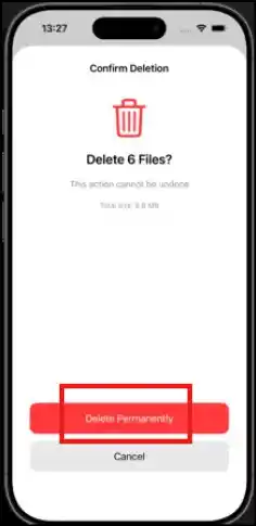 Delete detected duplicate files to optimize iOS device with Zero Duplicates Mobile.