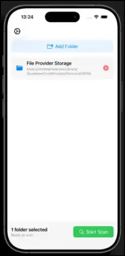Add folder to scan duplicate files on iPhone.