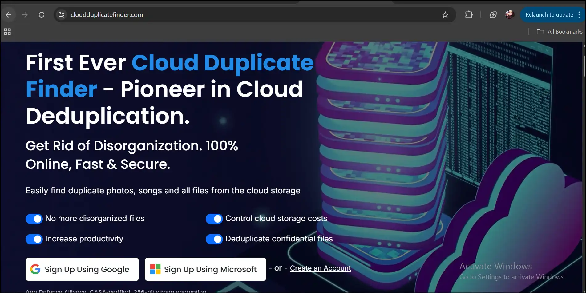 Sign up on Cloud Duplicate Finder website to delete duplicate files online.