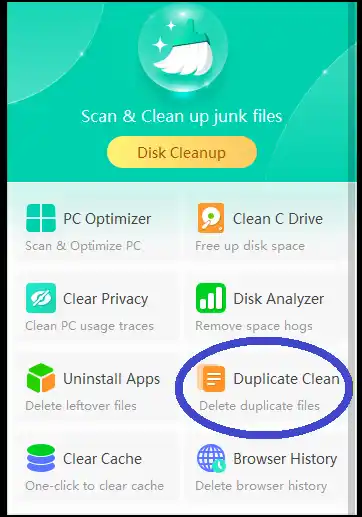 Tap on Duplicate Clean to delete duplicate files to clean up your PC.