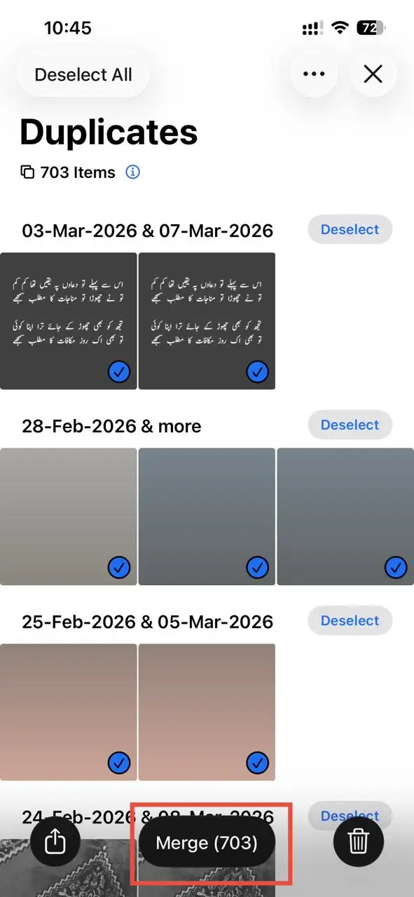 Choose Merge to merge all your duplicate photos at once.