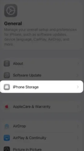 Tap on Iphone storage.