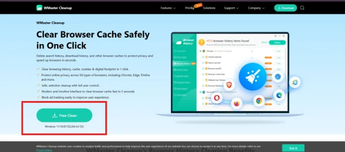 Download WMaster Cleanup on Clear Browsing History feature page.