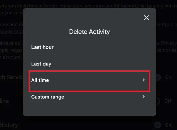 Select All time.