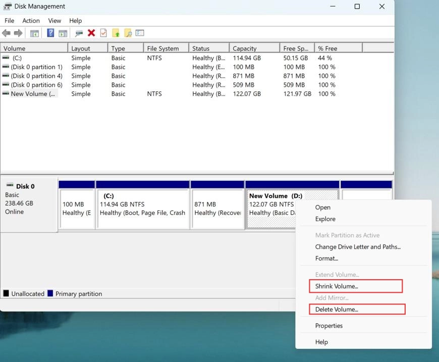 Delete or shrink the partitions.
