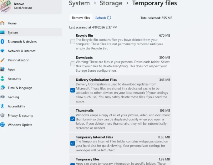 Select all the items you want to remove.