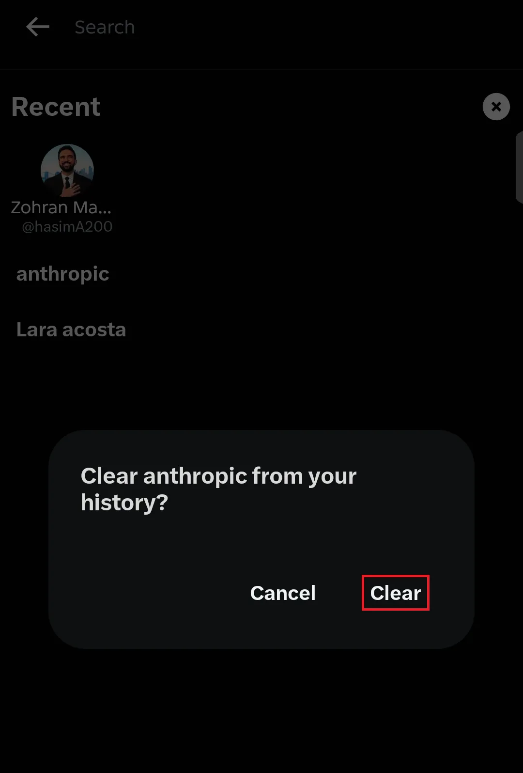 Delete X history on Android individually .
