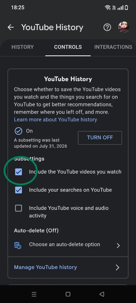 Uncheck include the youtube videos you watch