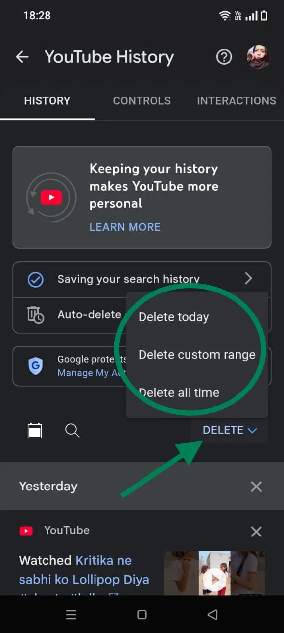 Tap Delete button