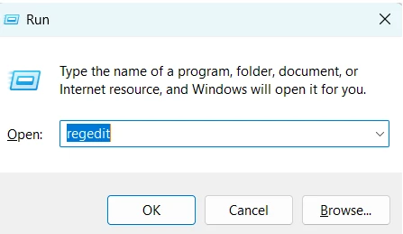 Type regedit in the dialogue box to open the DWM path.