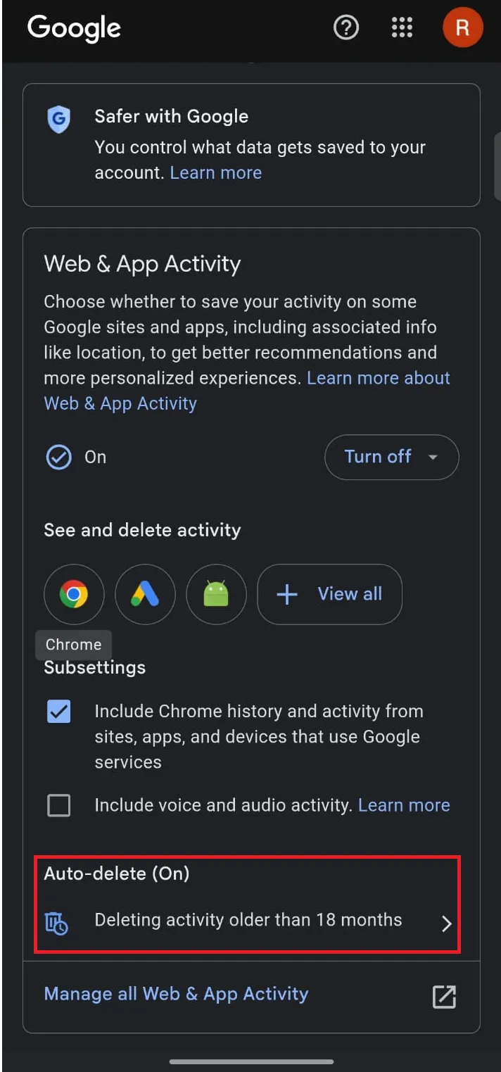 Choose Auto-delete.