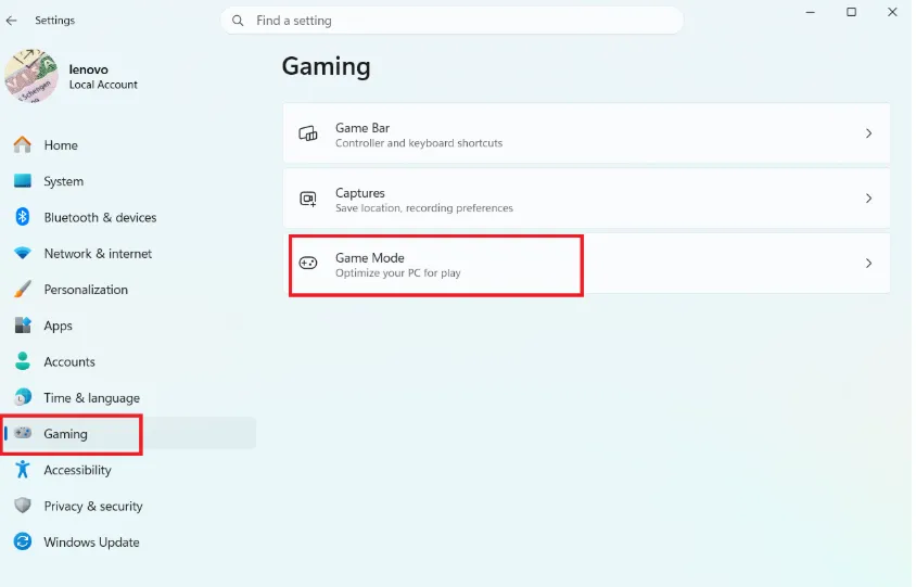 Go to the game mode from the gaming option.