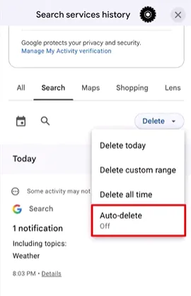 Tap Auto-delete to activate auto deletion.