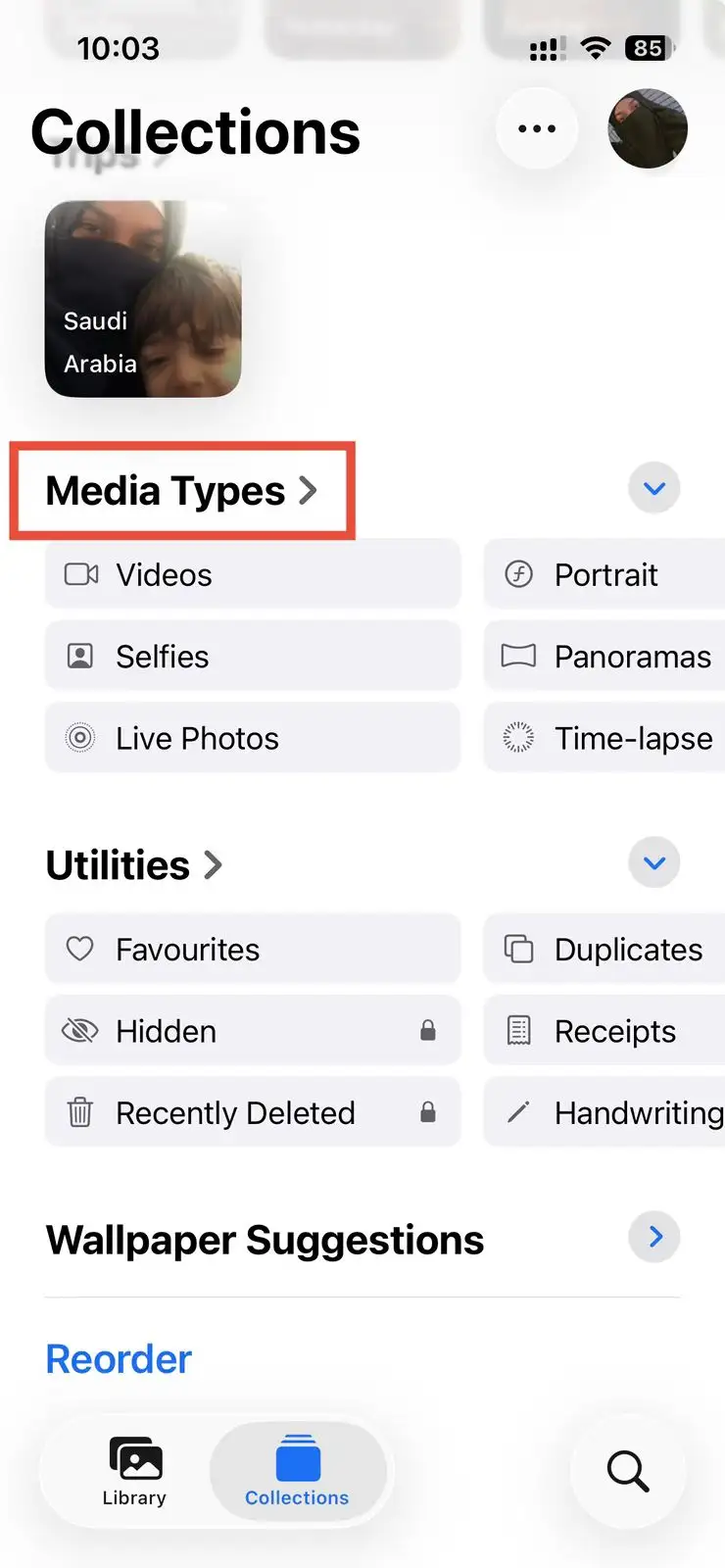 Filter Media Types to remove your duplicate photos on IOS.