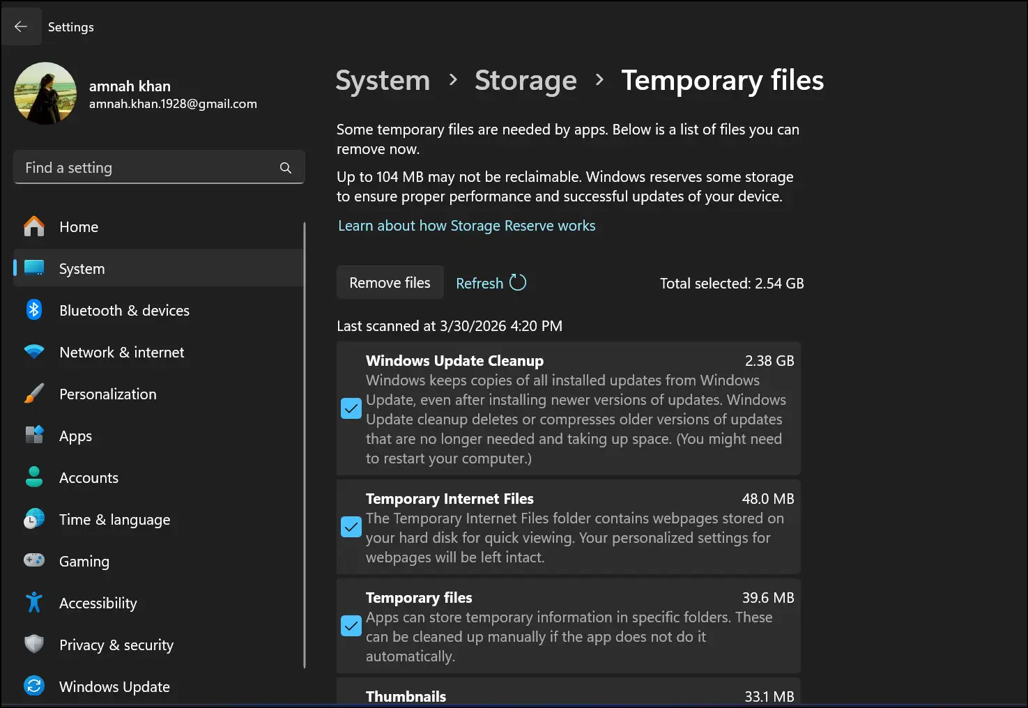 List of Temporary files you can remove with Windows 11 Settings app.
