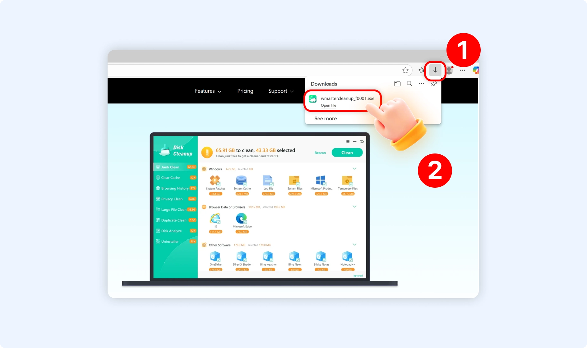 Find WMaster Cleanup in Chrome downloads.