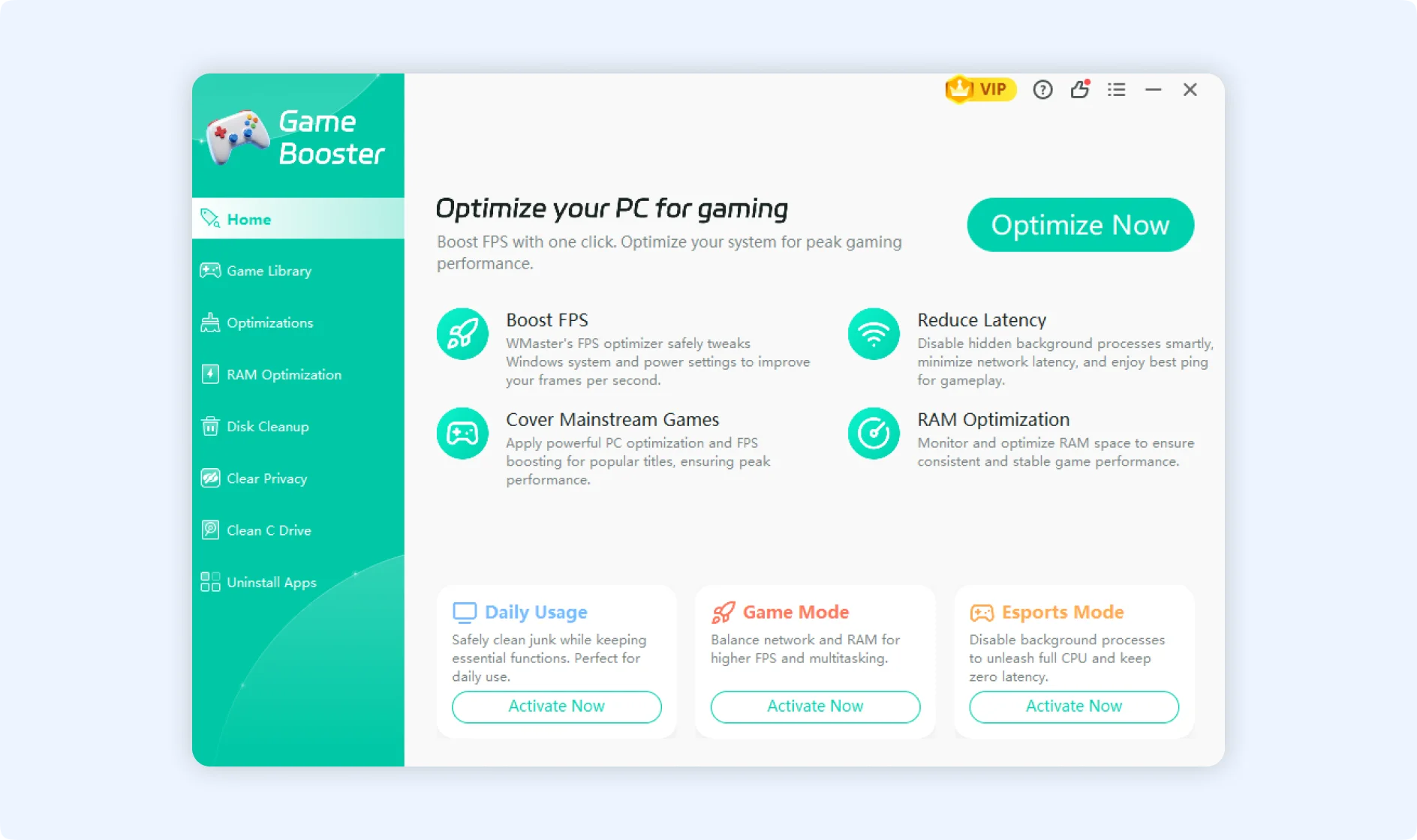 check the three modes on Game Booster home screen.
